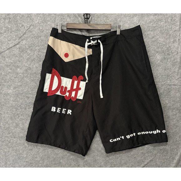 Simpsons Duff Beer Shorts Mens Size XL Black Calhoun Sportswear Drawstring - Picture 1 of 8